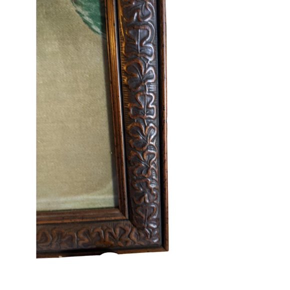 Antique Victorian Lady Portrait Print on Canvas with Carved Wood Frame - Picture 3 of 5